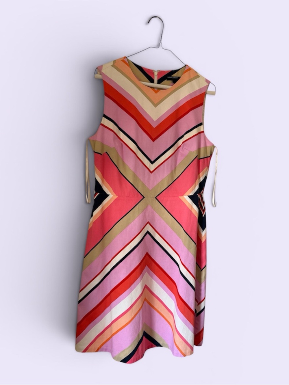 Maggy London Pink Red Sleeveless A-Line Midi Dress